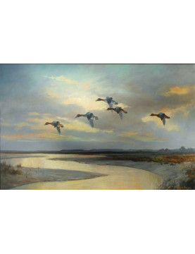 Teal over A Widening by Wilfred Bailey (1800-1900), Oil on Canvas
