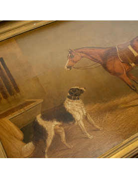 Portrait d'un cheval et d'un chien dans une écurie attribué à John E. Ferneley (1782 – 1860)