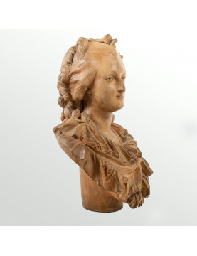Albert-Ernest CARRIER de BELLEUSE (1824 - 1887) Very beautiful bust of a young woman, terracotta