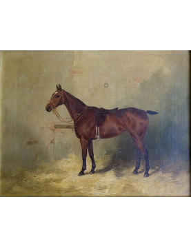 'Tit-bit' Portrait of a Horse in a Stable by HENRY FREDERICK LUCAS LUCAS (British 1848-1943).
