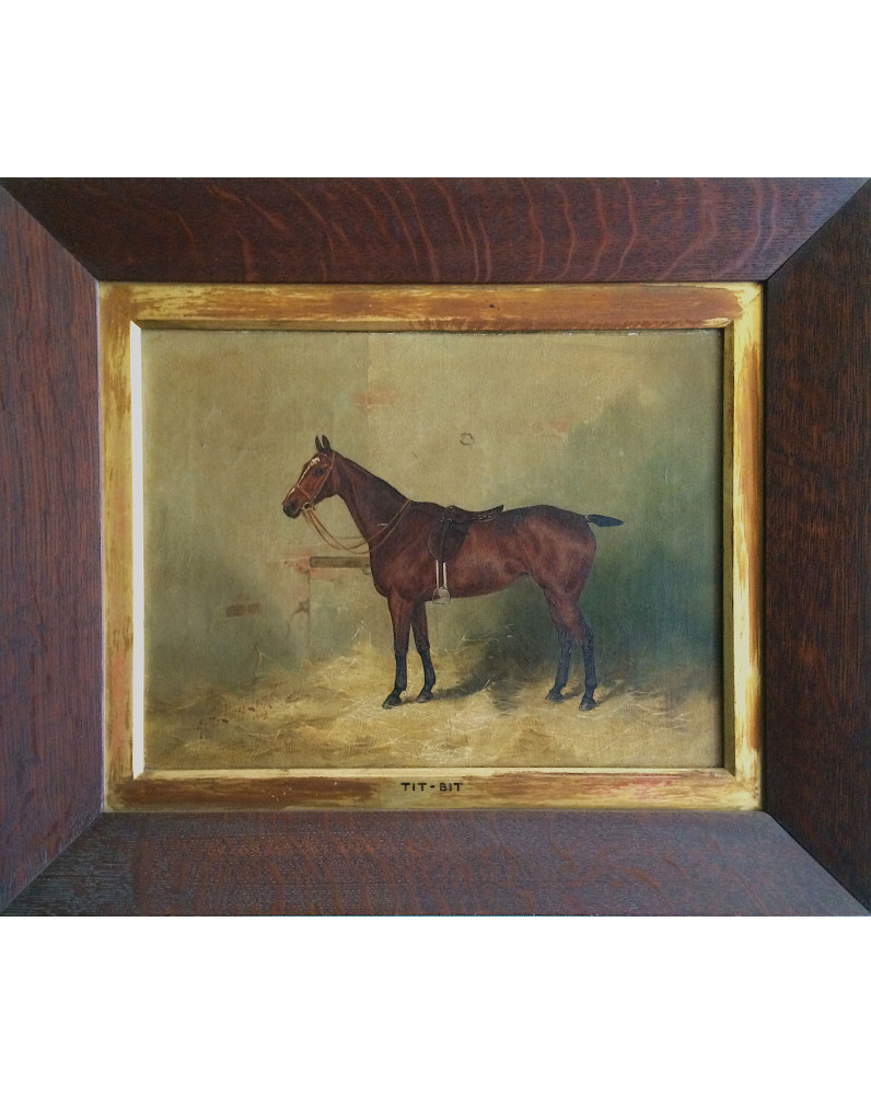 'Tit-bit' - Un cheval dans une écurie par HENRY FREDERICK LUCAS LUCAS (britannique 1848-1943)