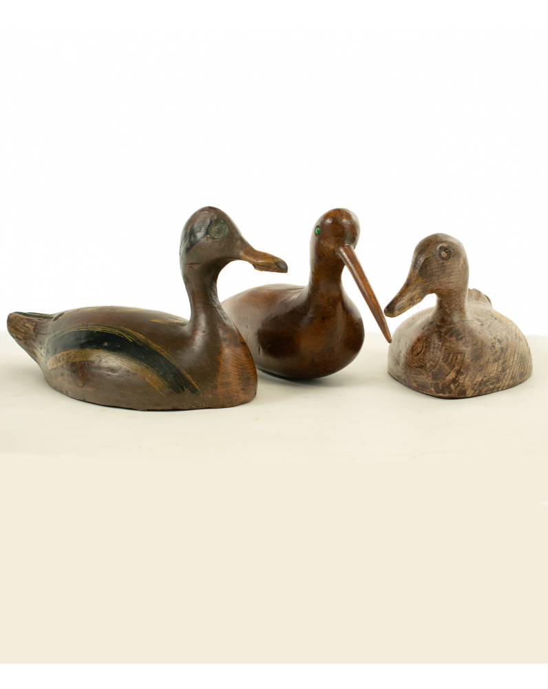 Trio of two Ducks and a Curlew - Ancient decoys