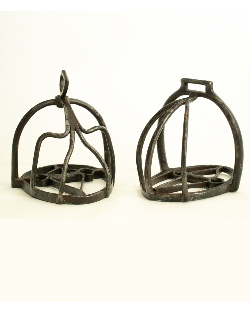 Paire D’étriers De Selle Anciens En Laiton – Inde – Fabriqués à La Main – Vintage