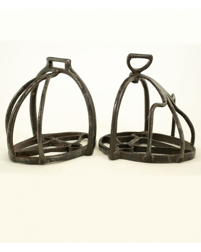 ANTIQUE IRON HORSE Selle Etriers Paire Original Ancienne Main EUR 68,78