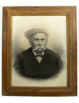 Photographie originale de grand portrait encadrée, signée et datée 1912
