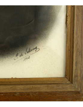 Photographie originale de grand portrait encadrée, signée et datée 1912