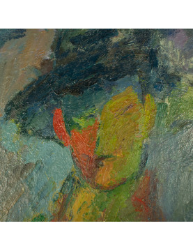 Nicole Devraigne - French oil on board - The Man in the Hat