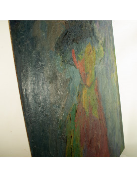 Nicole Devraigne - French oil on board - The Man in the Hat