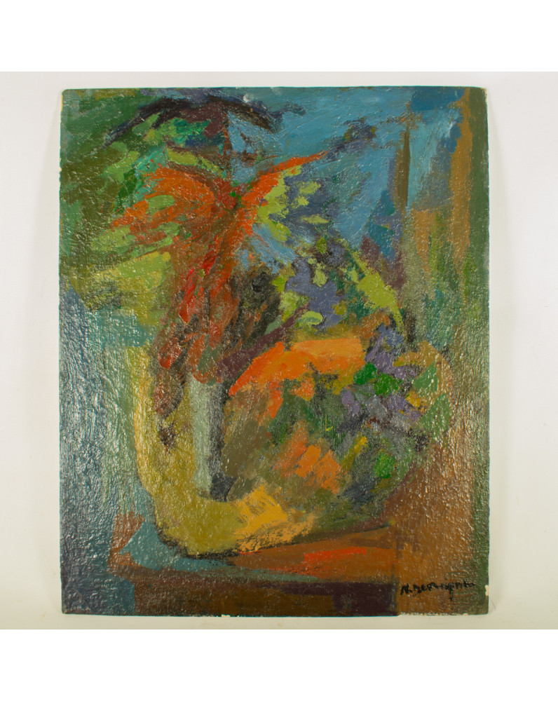 Nicole Devraigne - French oil on board - Cat on Window Ledge