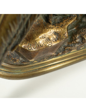 Pheasant & Stoat - Bronze by Jules Moigniez