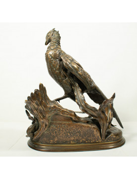 Pheasant & Stoat - Bronze by Jules Moigniez