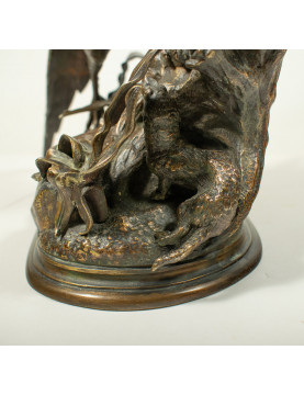 Pheasant & Stoat - Bronze by Jules Moigniez