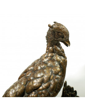 Pheasant & Stoat - Bronze by Jules Moigniez
