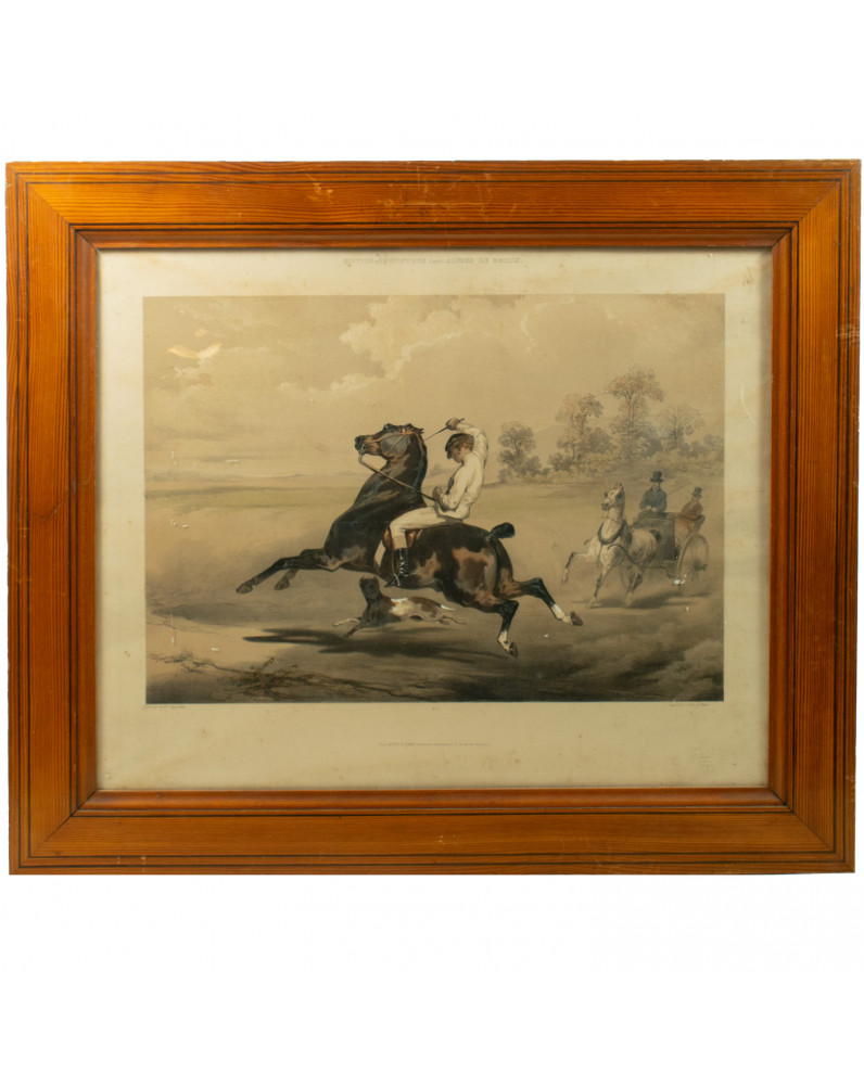Lithograph Le Poney apres Alfred de Dreux, c 1840