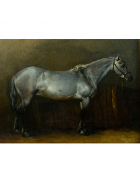 Cheval gris dans son Écurie - Huile sur toile, c 1850