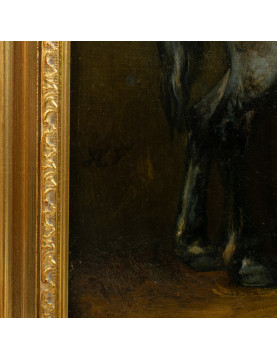Cheval gris dans son Écurie - Huile sur toile, c 1850