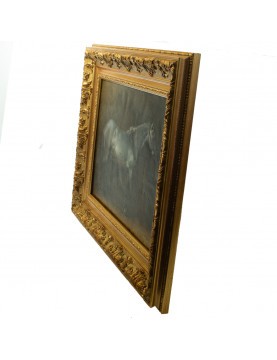 Cheval gris dans son Écurie - Huile sur toile, c 1850