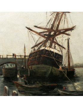 R. MANSON (XIX-XXème) Bateaux au port, 1904