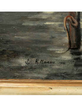 R. MANSON (XIX-XXème) Bateaux au port, 1904