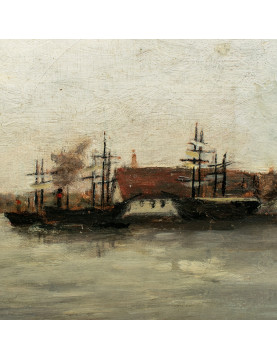 R. MANSON (XIX-XXème) Bateaux au port, 1904