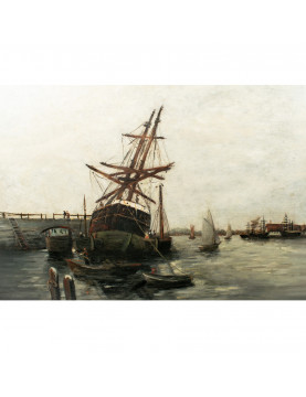 R. MANSON (XIX-XXème) Bateaux au port, 1904