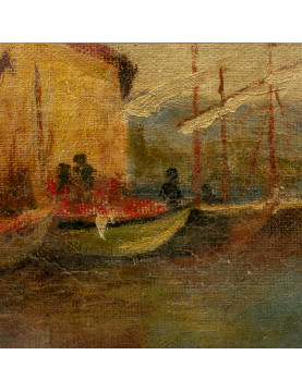 LASSON Port à Venise Huile sur toile