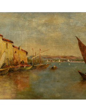 LASSON Port à Venise Huile sur toile