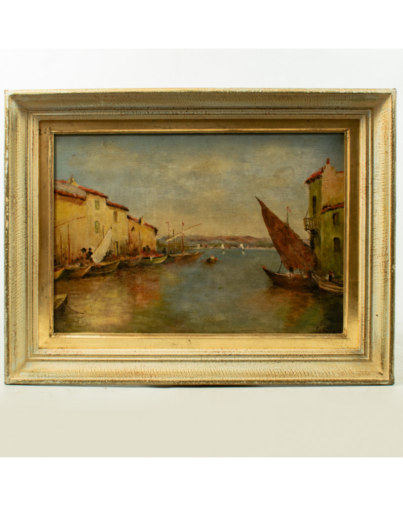 LASSON Port à Venise Huile sur toile