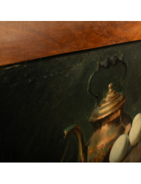 École XIXème  "Composition aux crevettes et des oeufs" signee L Dupuis
