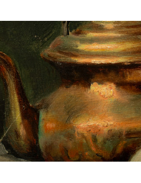 École XIXème  "Composition aux crevettes et des oeufs" signee L Dupuis